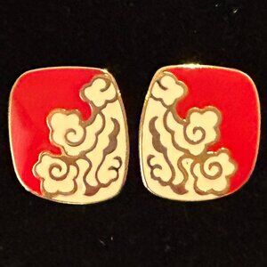 MONET Gold Tone Red Earrings